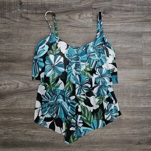 BOGO Beach House Blue Tropical Tankini Top